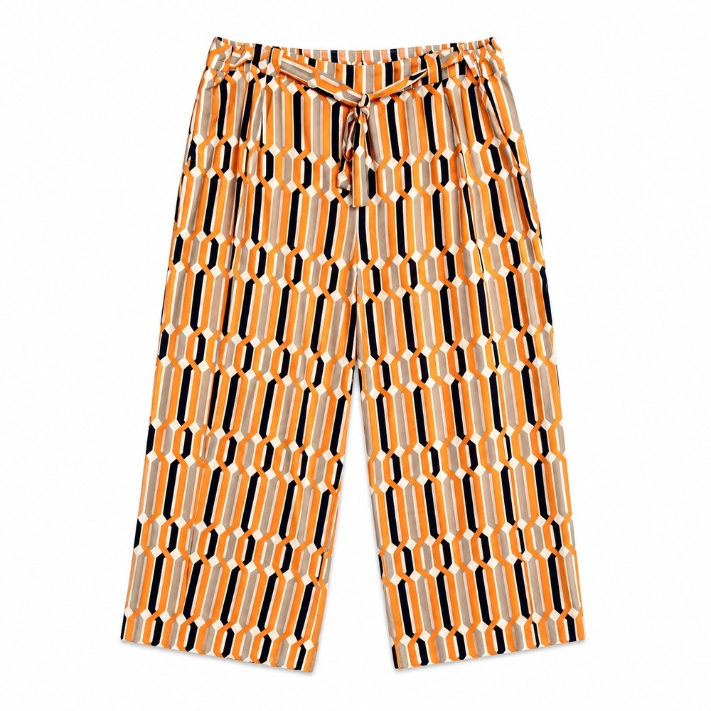 Du Jour Geometric Wide Leg‎ Palazzo Pants 3X Petite Retro Pull On